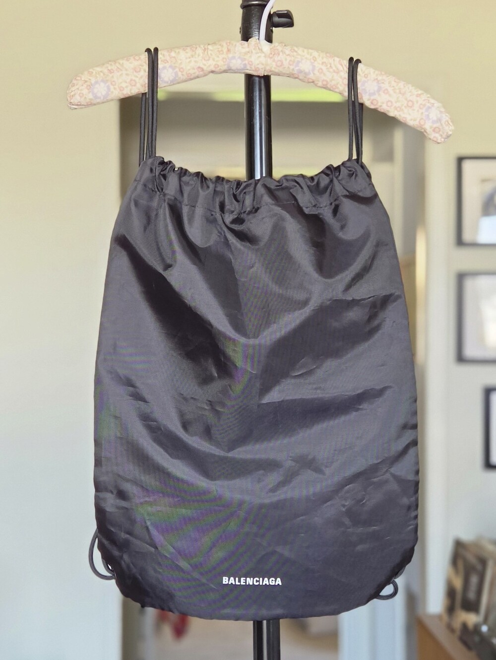 Balenciaga Black Nylon Drawstring Backpack - Picture 2 of 4